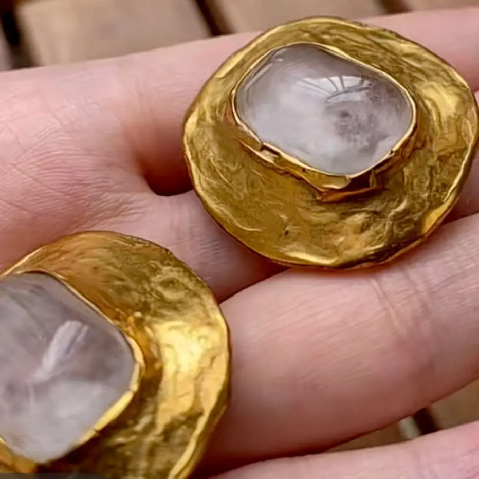 Vintage Clear Crystal Oval Stud Earrings For Women Jewelry Runway Party T Show Fancy Trendy Boho INS Japan Korea