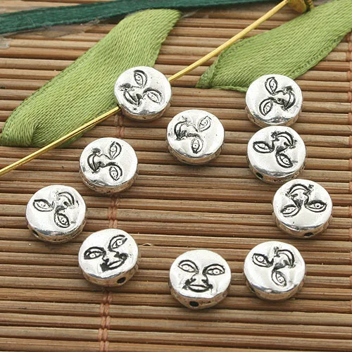 

30pcs 8mm Dark Silver Tone 2sided Face Spacer Beads H3307 Beads for Jewelry Making