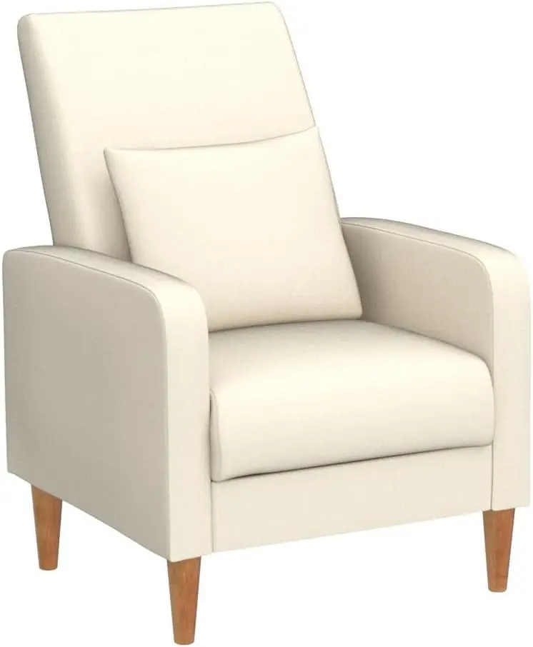 

Modern Upholstered Accent Chair Armchair with Pillow, Fabric Reading Living Room Side,Single Sofa with Lounge Seat and Wood Legs