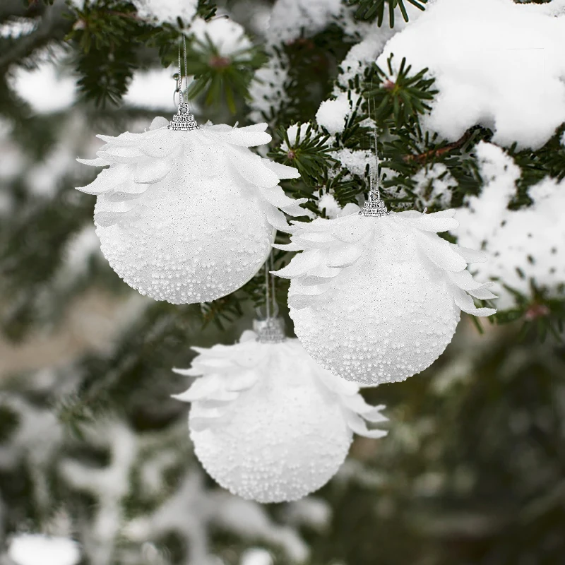 thumbnail image 1 of Bolas navideñas de espuma blanca irrompibles de 10/8/6 cm para decorar el árbol de Navidad, adornos navideños, decoraciones para árboles de Navidad, 1 of 5