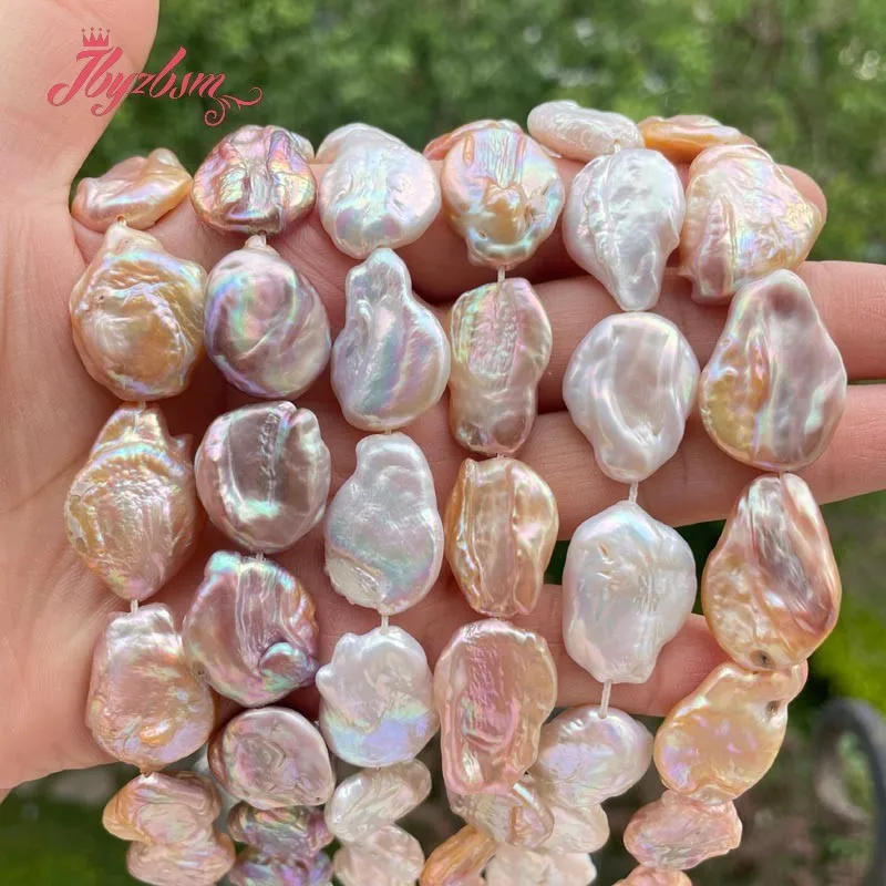 15mm Coin White Pink Purple Freshwater Pearl Spacer Loose Beads for DIY Women Jewelry Making Necklace Bracelet Earring 15
