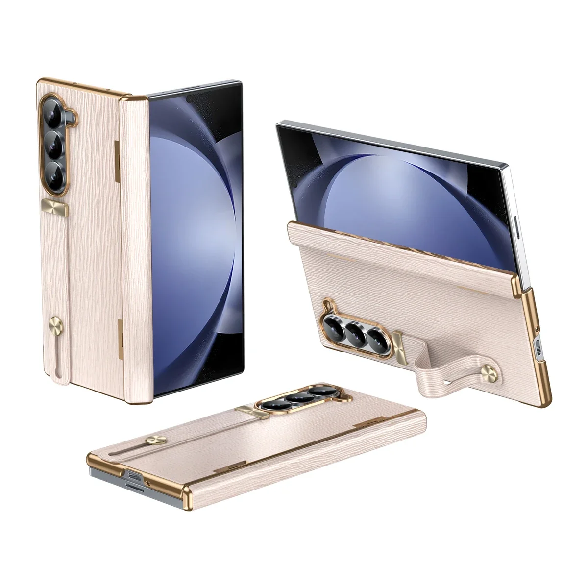 Ultra-Thin Matte Electroplated Shockproof Folding Case with Hinge Protection