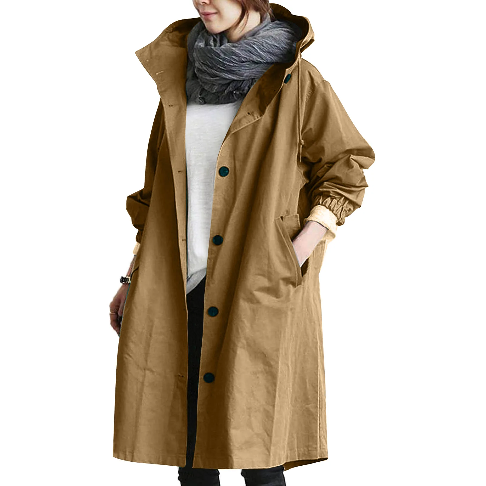 Women Oversized Trench Coats Long Sleeve Autumn Winter
