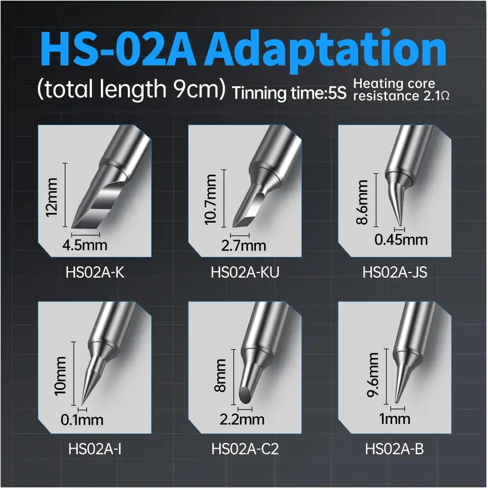 FNIRSI HS-02A Soldering Iron with 6 Tips High-Power 100W Adaptable to Quick Charging PD/QC Protocol,USB-C Smart Soldering Iron image 6