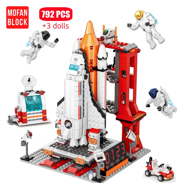 City Aerospace Rocket Launch Center Architecture Building Blocks Model Ideas Space Astronaut Figures Bricks Toys For Kids Gifts