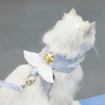 Angel Wing Vest Cat Dog Harness Necklace Leash Collar Pet Items Accessories Kawaii Harness For Dogs Cats Personalized Supplies