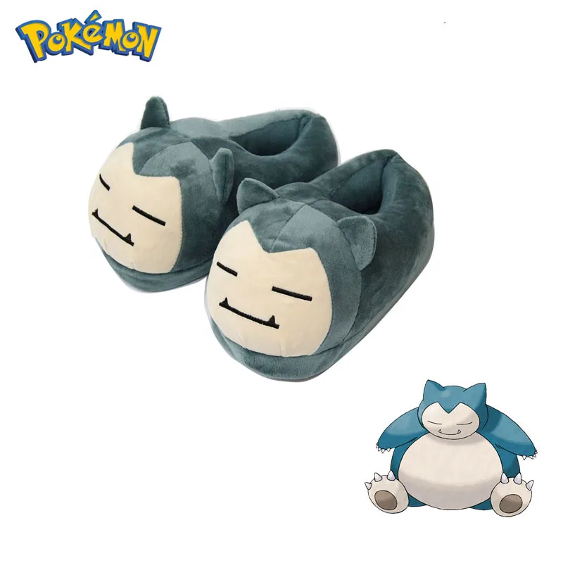 Cozy Pokemon Shoes Couple Plush Snorlax Slippers Warm Cartoon Half Shoes Indoor Floor Plushie Sneakers Cosplay