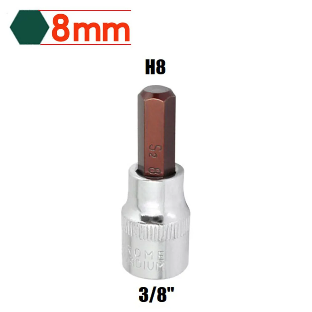 3/8 Vierkantantrieb Steckschlüssel Sechskantschraubendreher Bits H3-10 Chrom-Vanadium-Stahl Sechskant-Ratschenschlüssel für elektrische Schraubenschlüssel – Detail 13