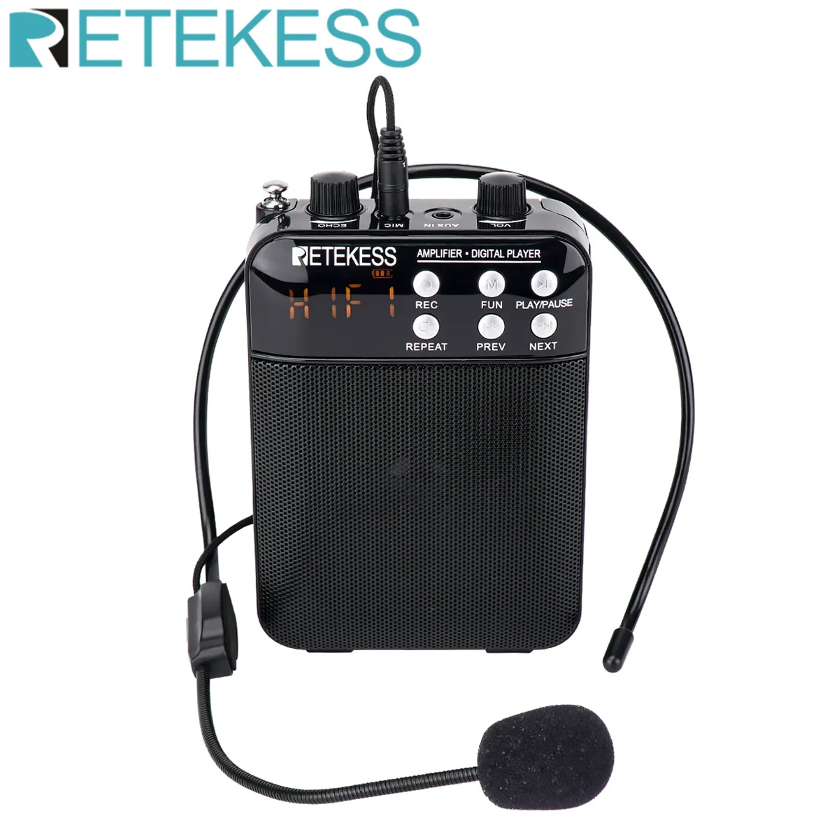 Retekess-megafone Tr619 Portátil 3w Gravação fm Amplificador de Voz Professor Microfone Alto-falante Mp3 Player Rádio fm para Guia Turístico