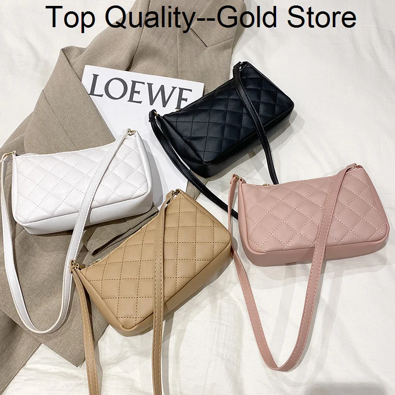 2024 Hot Fashion Lingge Women's Bag New PU Leather Underarm Crossbody Shoulder Female Luxury Design Handbags for Women