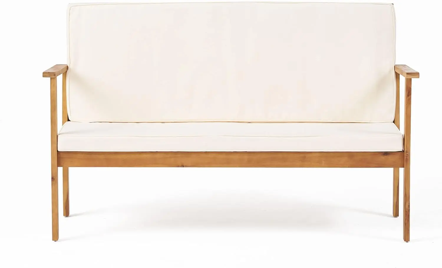 

Christopher Knight Home Luciano Outdoor Acacia Wood Bench with Water Resistant Fabric Cushions