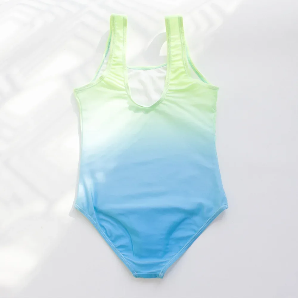 Children One Piece Swimsuit Fashion teen Girls Letter Printed Shiny Swimwear 7~14Years