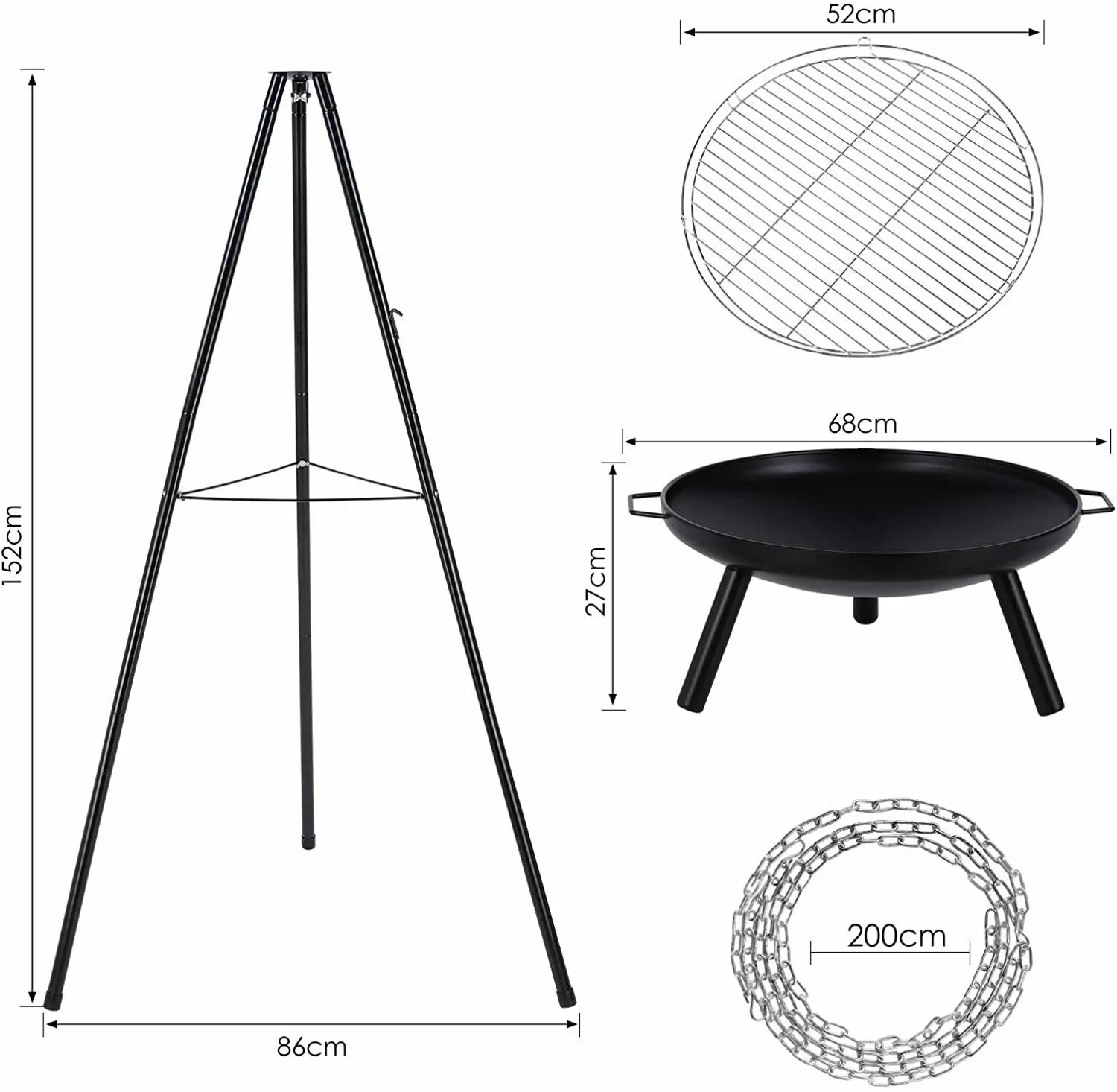 Fire Pit Tripod Adjustable Hanging Grill  Outdoor Fire Pit Grill - Outdoor  Bbq Fire - Aliexpress
