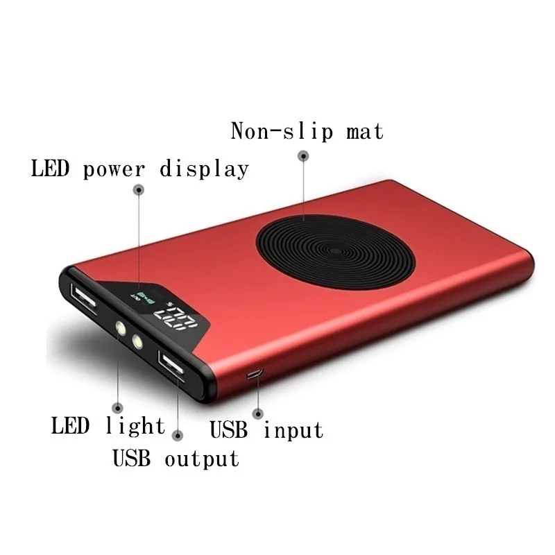 pocket power bank 80000mAh Charger for Portable with Digital Display 2 USB External Battery Batteries Wireless Fast Charging for IPhone Xiaomi Mi power bank 50000mah