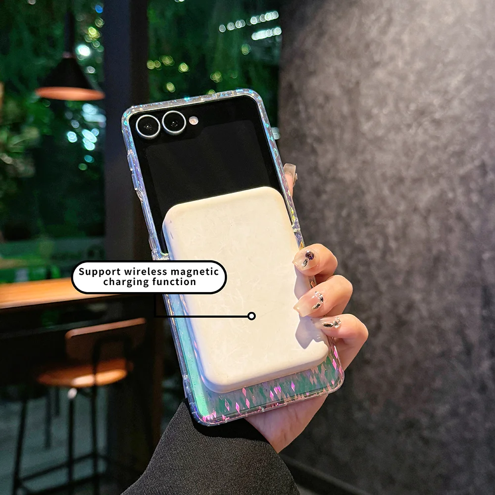 Stylish Glitter Plated Magnetic Phone Case with Soft TPU Shell