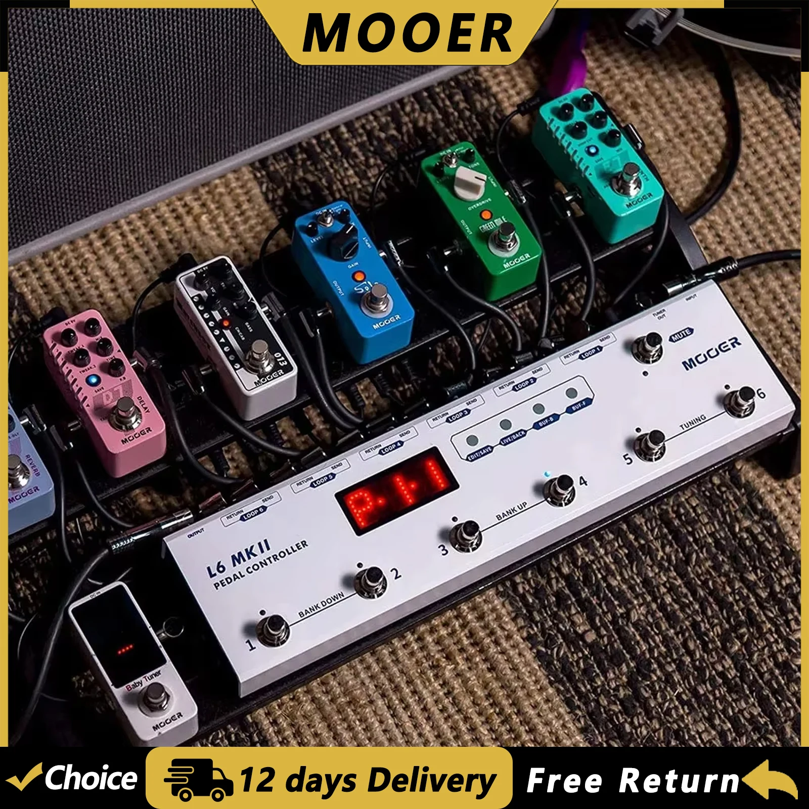 MOOER PCL6 MKII Pedal Controller Programmable Loopswitcher with 6 Loops L6 Electric Bass Pedal Effects Guitar Accessories