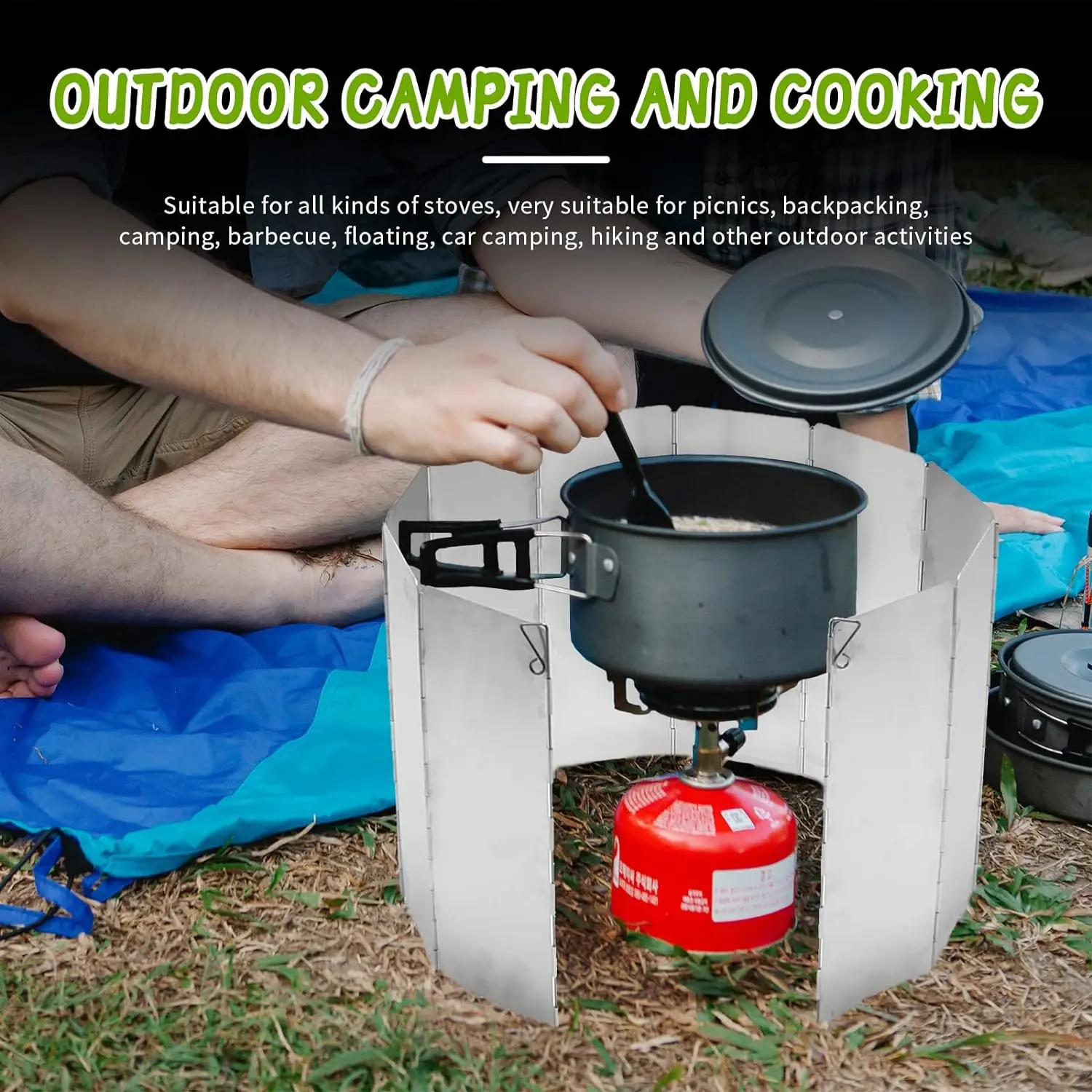 Foldable Oil Splatter Guard Gas Stove Wind Shield Camping Stove Windscreen for Outdoor Camping Gas Oil Splash Guard