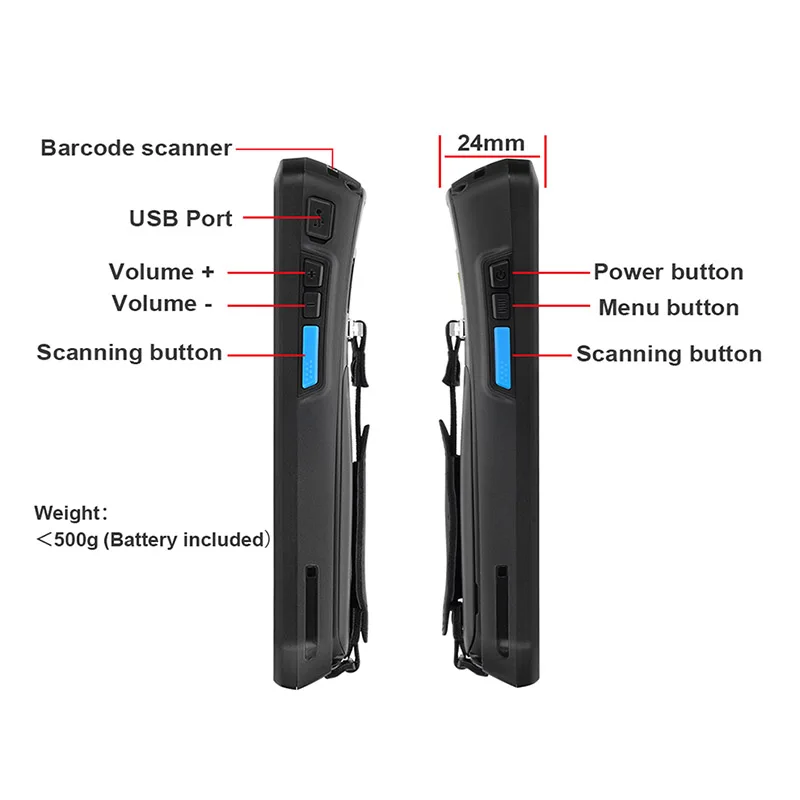 UNIWA-Smartphone with PDA Barcoder Scanner, IP66 Waterproof Mobile Phone, 5.0 