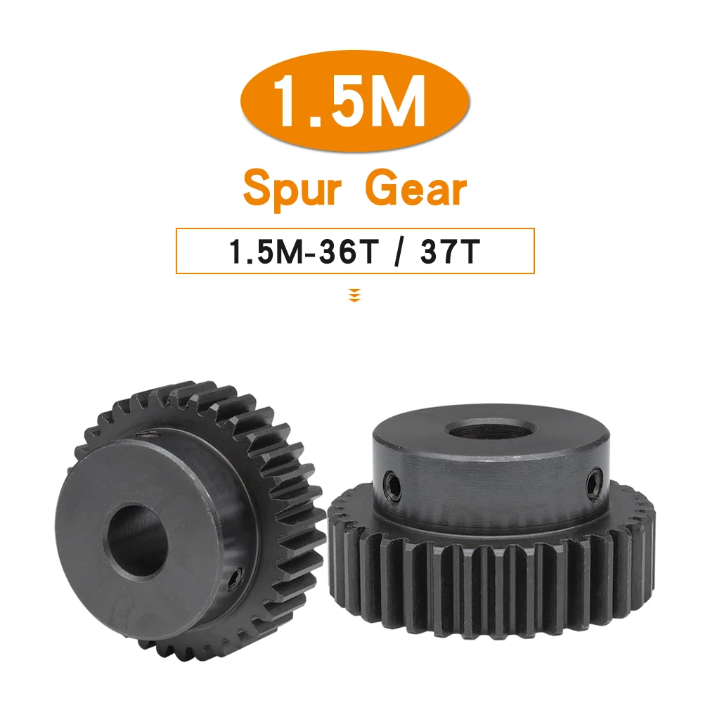 

Pinion Gear 1.5 M-36T/37T Bore Size 8/10/12/14/15/17/19/20 mm Motor Gear Blackening SC45#Carbon Steel Transmission Accessories
