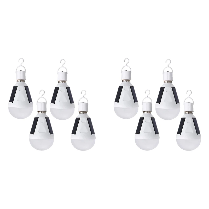 

8 Pcs Portable Solar LED Light Bulb 12W Lantern Tent Light Bulb Rechargeable Emergency Lamp