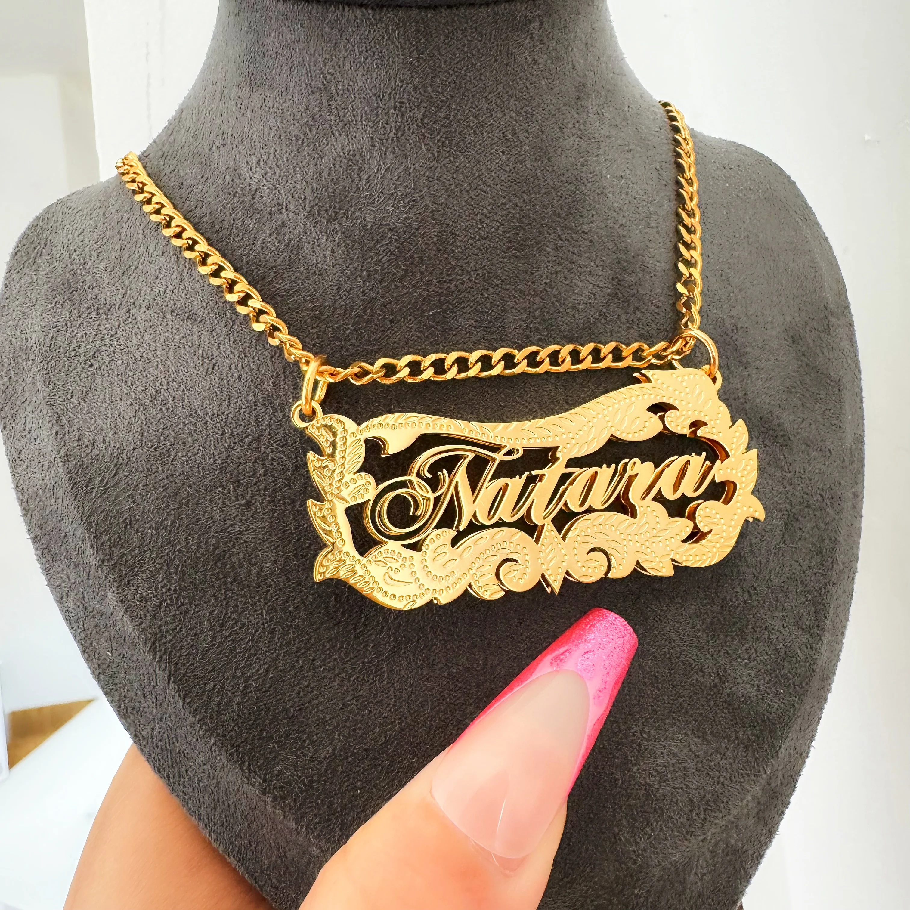 Customized Double Plated Name Necklace Personalized 3D