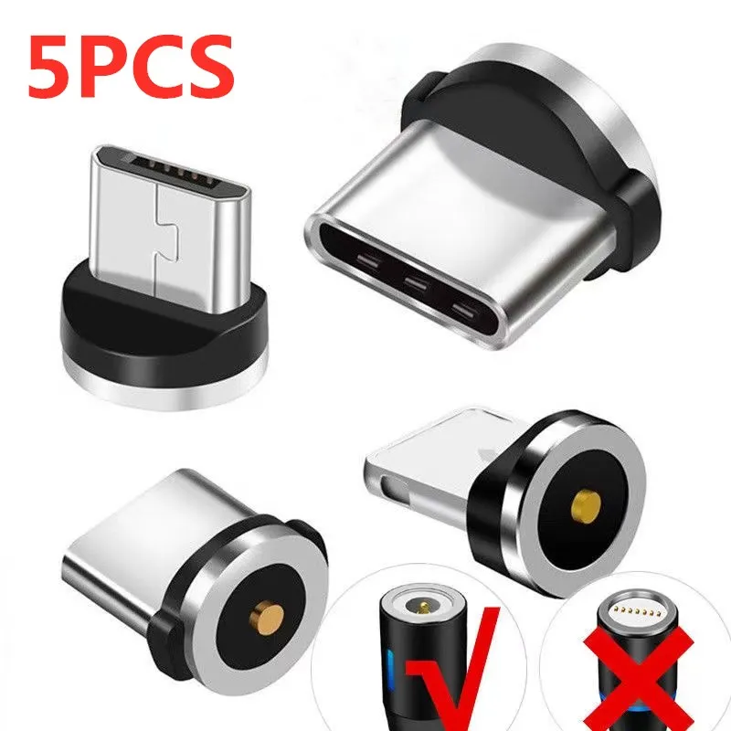 1/5PCS Universal Magnetic Tips for Round Magnetic Cable Type C Micro USB Magnet Replacement Parts Mobile Phone Dust Plug Adapter