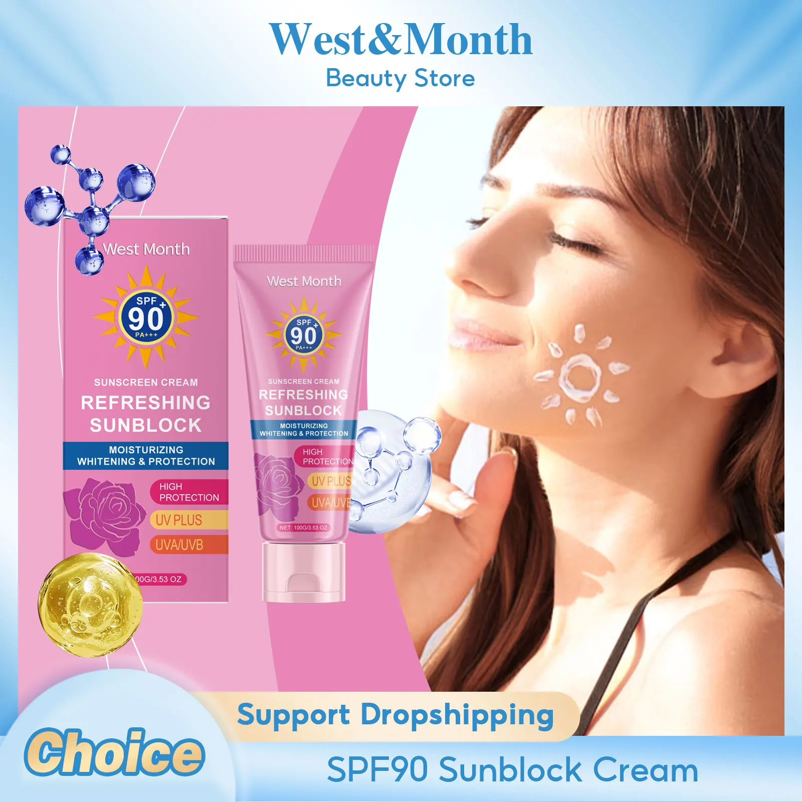 UV Defense Sunscreen SPF90 Sun Protection Preventing Sunburn Reducing Dullness Sweat Proof Brightening Isolation Sunblock Lotion