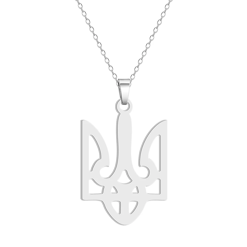 LUTAKU Stainless Steel National Symbols Of Ukraine Pendant Necklace For Men Women Tryzub Ukrainian Solidarity Choker Jewelry letter pendant necklace