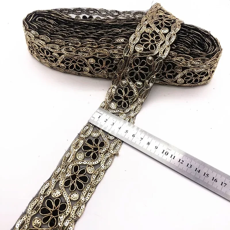 Lace Ribbon Lace Fabric Lace Sewing Accessories Lace Sewing Supplies Lace Accessories Lace Garment Accessories Lace Decoration Clothing Craft Accessories 1 Yards Sequined Ribbon Ethnic Embroidered Lace
