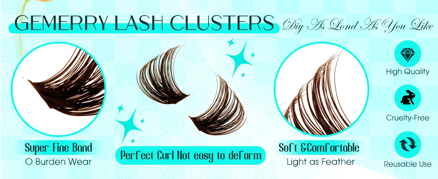 Description Picture 6 of itemGEMERRY 40D/80D/100D/200D 280Pcs DIY Eyelash Extension Kit Brown Fluffy Cluster Lashes D Curl Lash Bond and Seal, Lash Tweezers