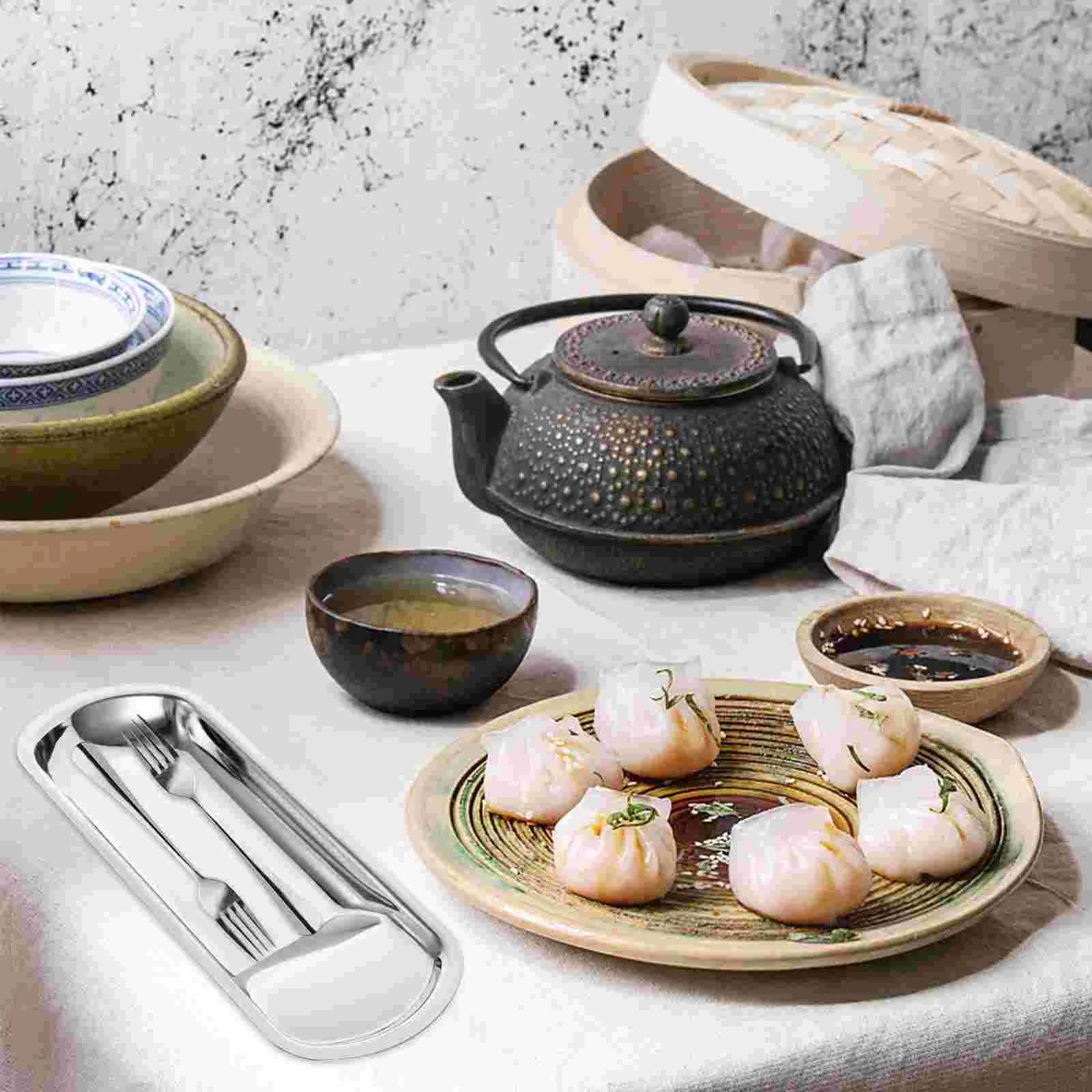 Shelf Ladle Holder Dinner Plate Tray for Clip Spoon Rest Stainless Steel Serving