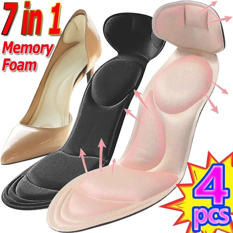 Orthopedic Insoles Shoe Insoles 2/4pcs 7 in 1 Women High-heel Shoes Insoles Memory Foam Insoles Anti-slip Cutable Comfort Breathable Foot Care Massage Shoe Pads