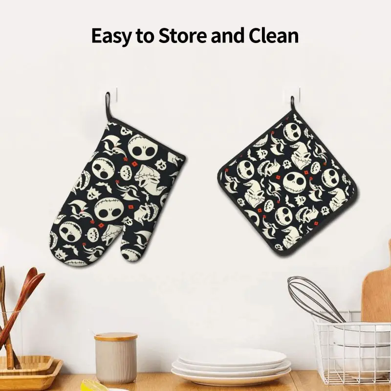 Oven Mitts and Pot Holders Sets 2pcs for Safe BBQ Cooking Baking silicone oven mitts,kitchen gloves,silicone oven gloves,cotton pot holders
