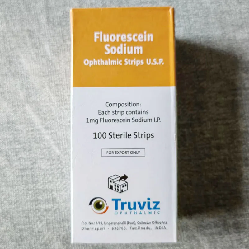 India Tear Detection Filter Paper Strip Fluorescein Sodium Ophthalmic Detection Test Strip 100 Pcs/box ophthalmic surgical instruments