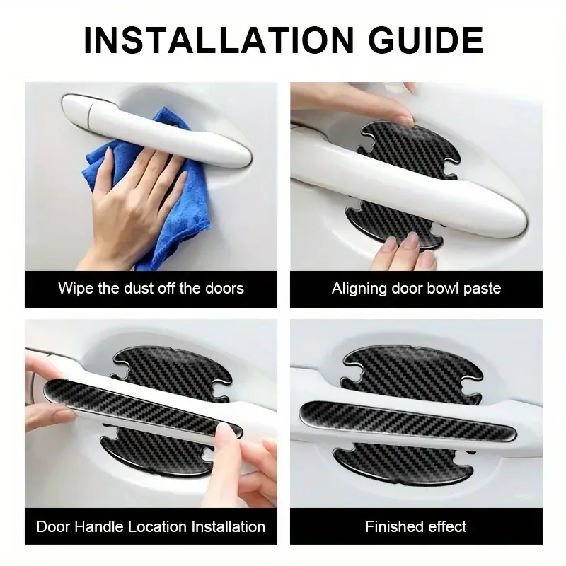 Carbon Fiber Car Door Handle Bowl Scratch Protective Stickers Protector Cars Sticker Car Handle Anti-collision Protection Strip