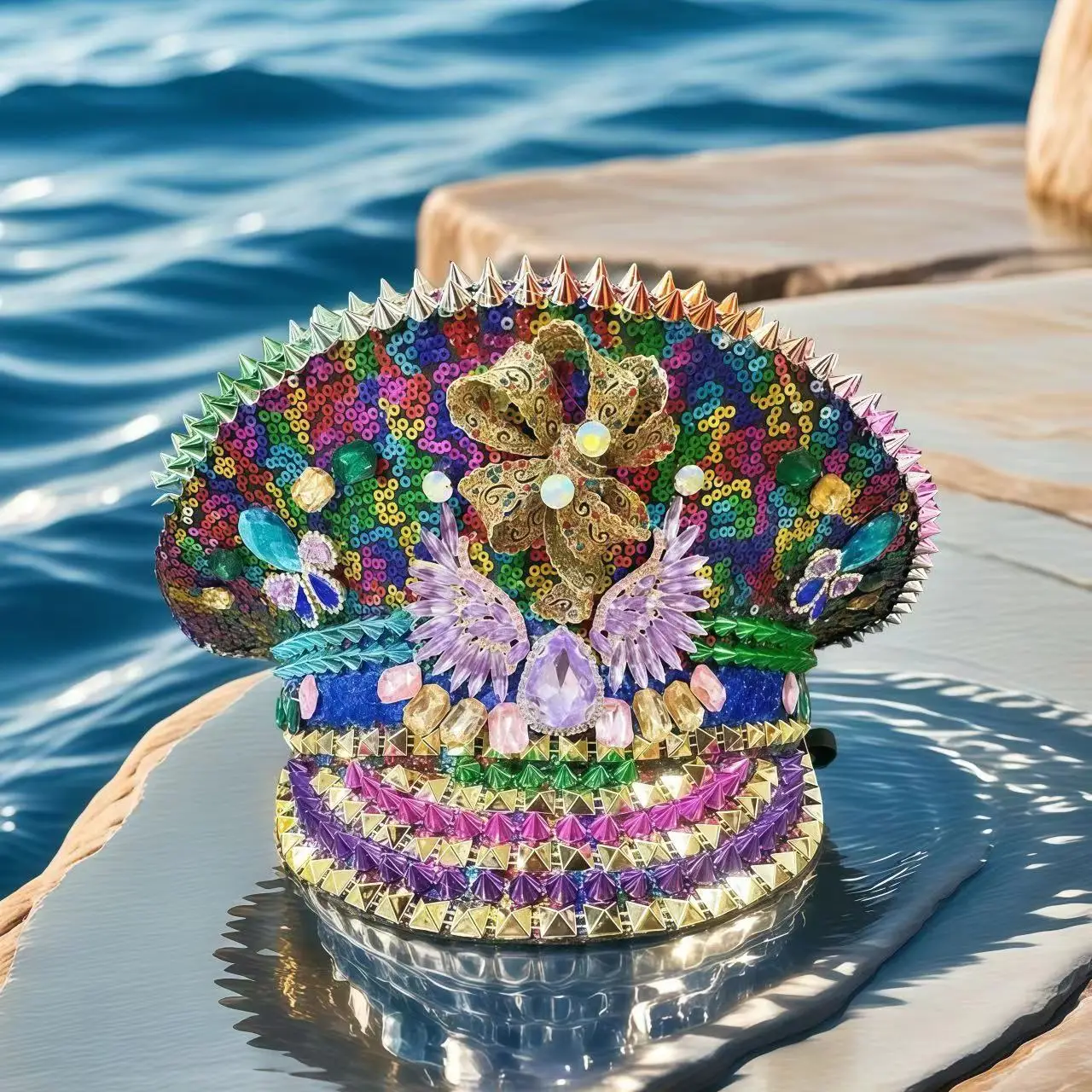 Spring Captains Hat for Men Unisex Handmade Steampunk Burning Man Mardi Gras Hat Masquerade 80% off HongLuan