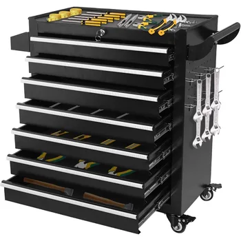 Rolling Tool Chest with 7 Drawers and Wheels for Garage Workshop Warehouse and Repair Shop Durable Metal Tool Box with Lockable 1