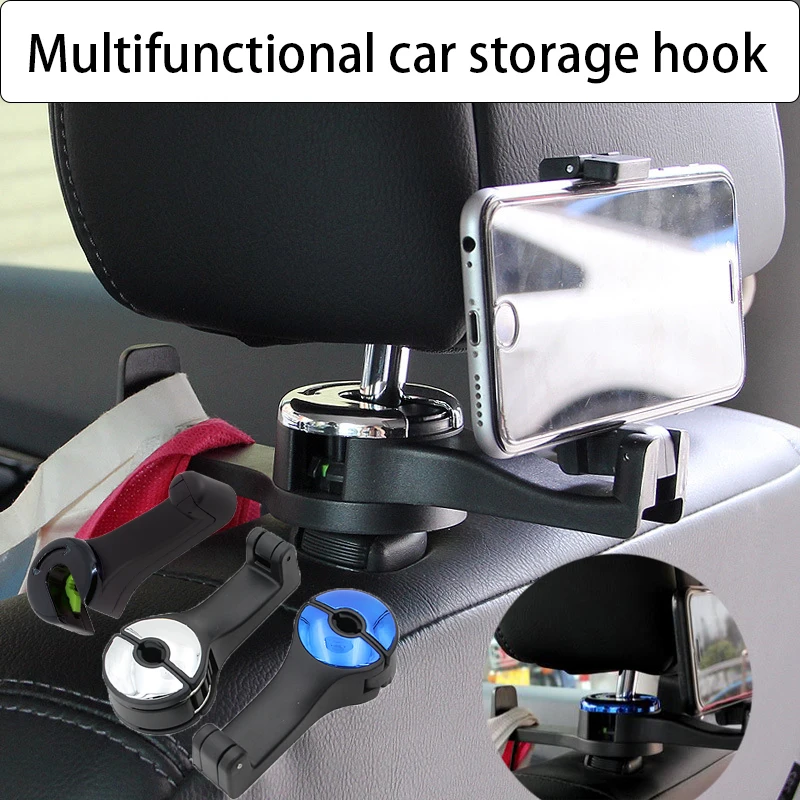 

2 in 1 Deployable Double Holder Car Rear Seat Headrest Hook Phone Holder Portable Seat Back Hidden Hook Car Phone Holder