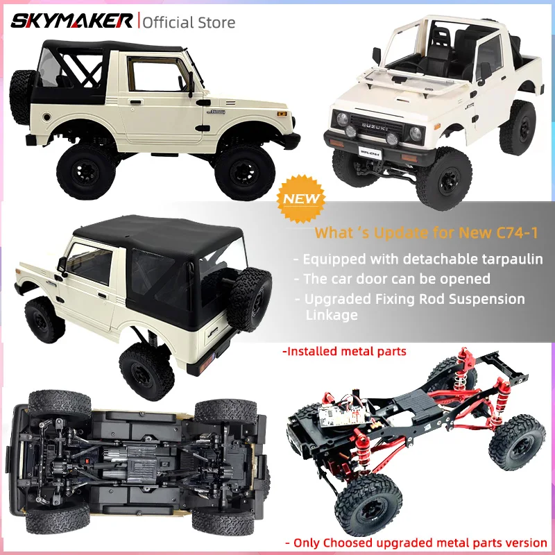 WPL 1/10 RC Car C74 C74-1 Suzuki Jimny Remote Control Car 4WD Off Road Climbing Car 2.4G Full Scale RC Adult And Children Toys 5