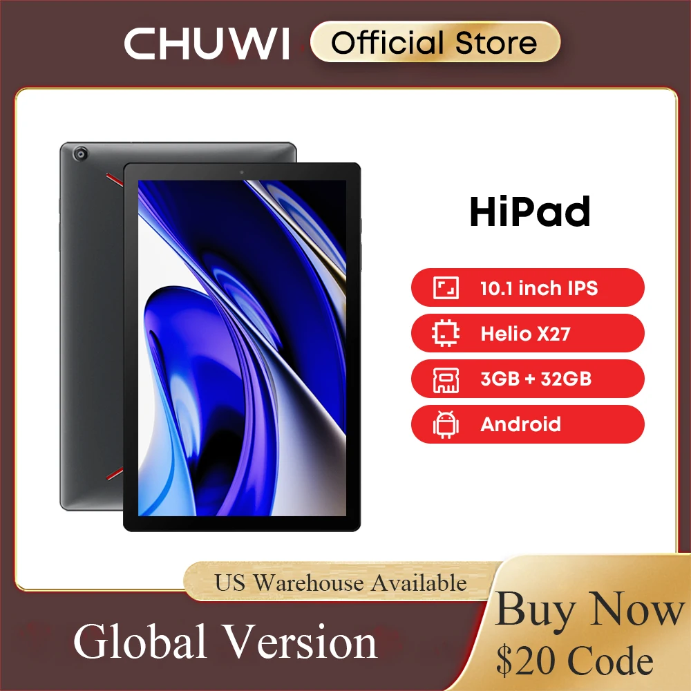 CHUWI HiPad 10.1 inch 1920x1200 Resolution Unisoc T618 Octa Core 6GB LPDDR4 128GB eMMC Android 11 Tablet for Gaming and Kids