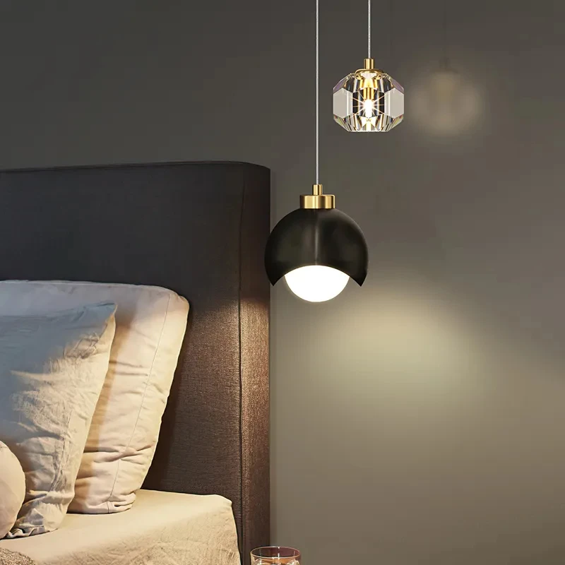

Nordic Luxury Crystal LED Chandelier Golden Black Long Line Hanging Lamp For Home Decor Restaurant Bar Bedroom Pendant Lights