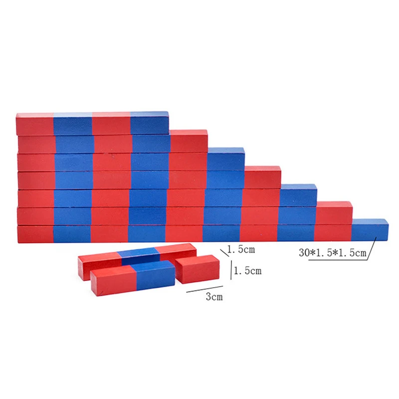 Red And Blue Number Bar Family Kindergarten Montessori Teaching Aids Addition And Subtraction Baby Training Educational Math Toy
