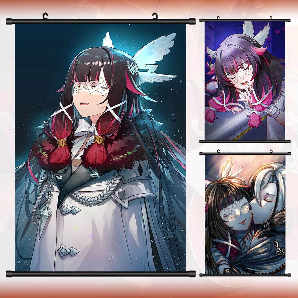 Anime Columbina Arlecchino Cosplay Hd Wall Scroll Roll Painting Poster Hanging Picture Poster Home Decor Art Gift