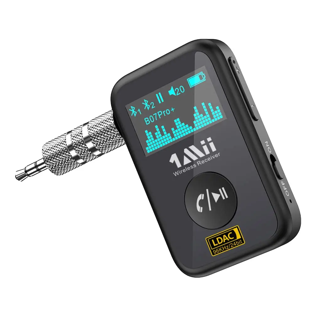 1Mii B07Pro+ Bluetooth レシーバー 車用 aptX LL 3.5mm AUX