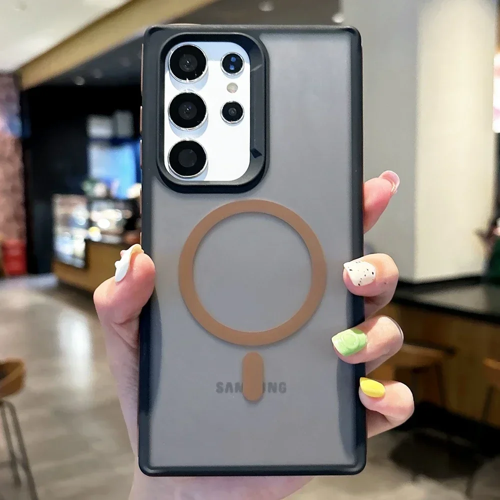 Frosted Dual-Color Magnetic Wireless Charging Case - Anti-Slip Matte Finish
