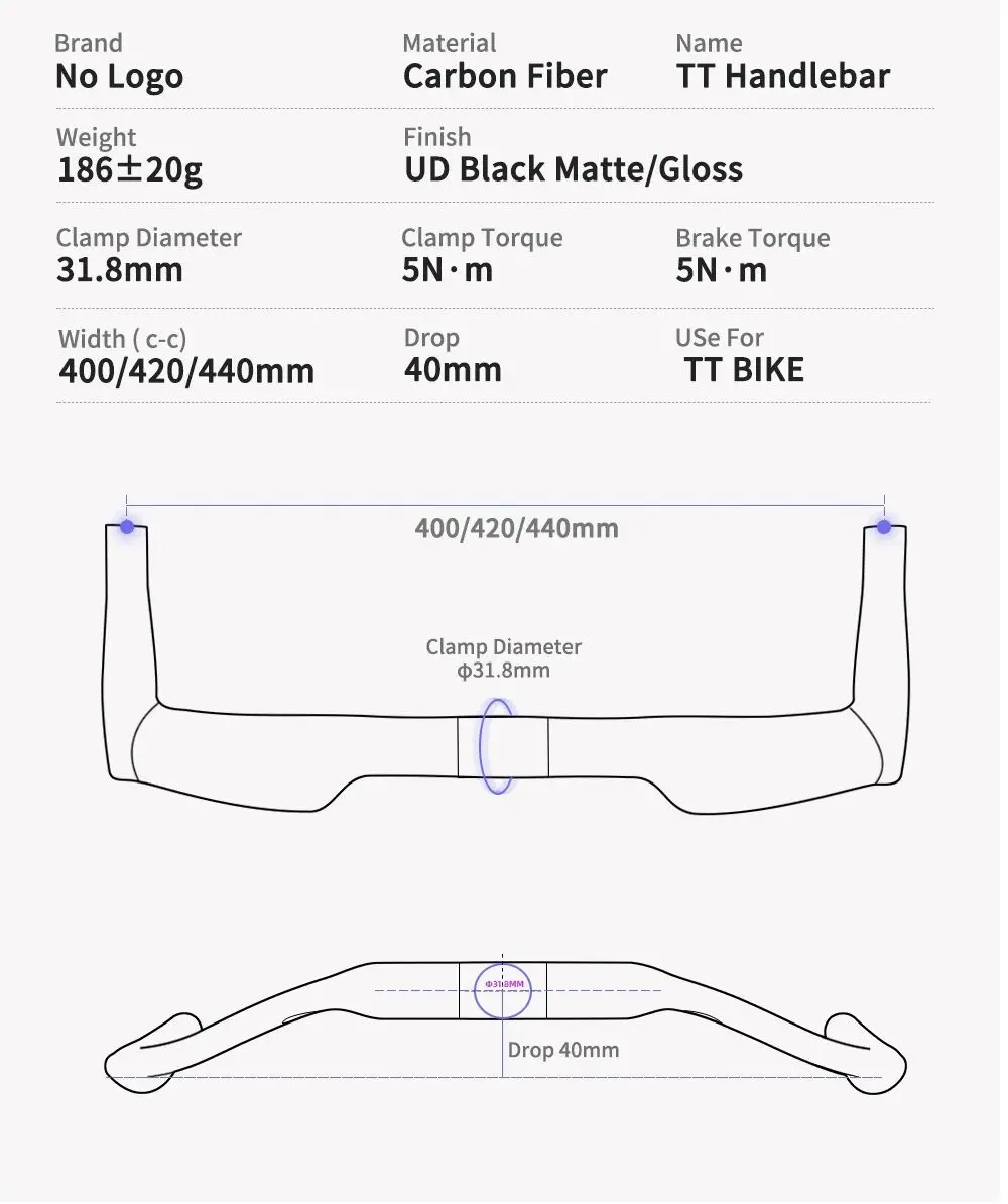 TOSEEK UD Carbon-Faser-Fahrradlenker 31,8mm TT-Lenker MTB Rennrad TT Triathlon Zeitfahren Tri-Fahrradlenker – Detail 4