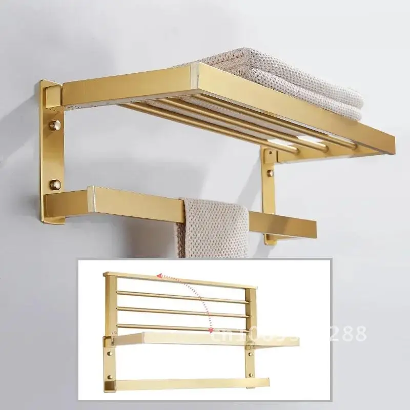 space gold Brushed aluminum towel rack bathroom wall bathroom hardware rack towel storage holder mounted pendant