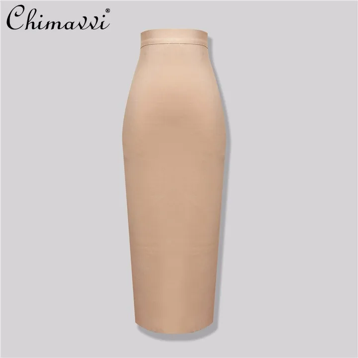 

New 2022 Summer Solid Color Slim fit Bandage Skirt Ladies Fashion Elegant High Waist All-Matching Sheath Skirt for Female