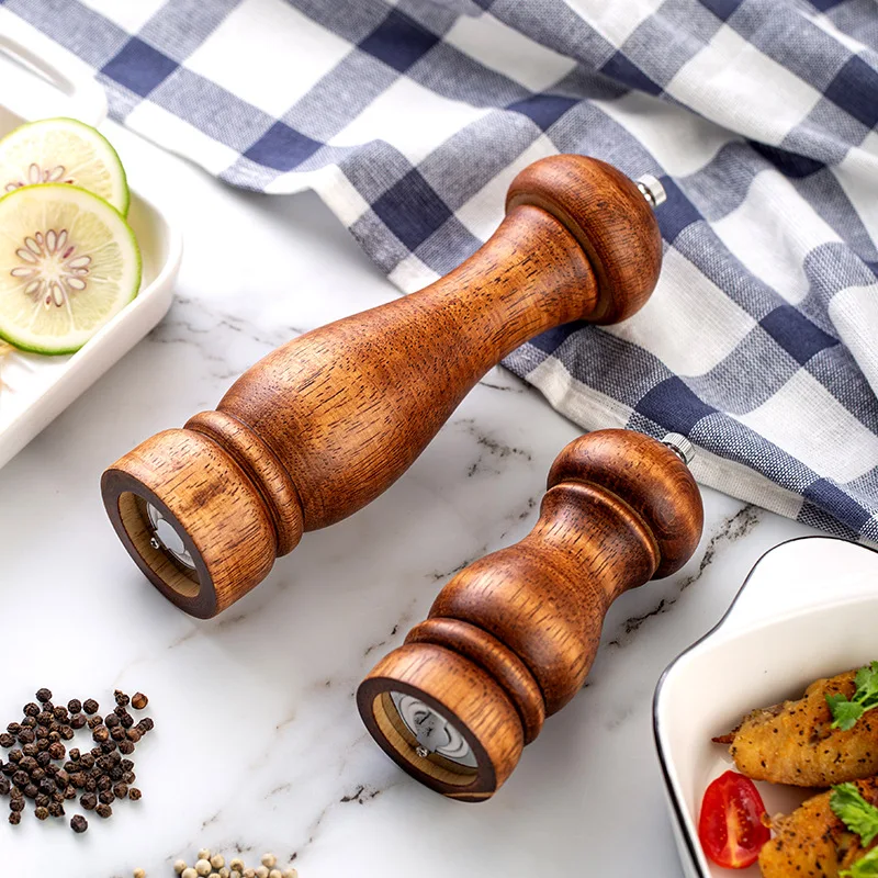 Thanstar Salt and Pepper Grinder Solid Wood Adjustable Pepper Mills  Multifunction Spice Grind Tool Kitchen Gadget Accessories - AliExpress