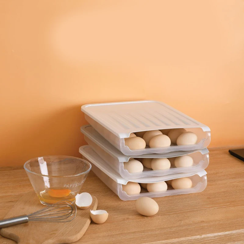Automatic Rolling Egg Box Transparent Egg Dispenser for Fridge Fresh-Keeping Box Egg Basket Storage Containers Kitchen Organizer